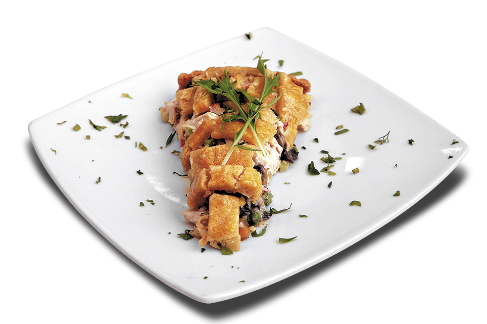 Pie de pollo con vegetales y estragón