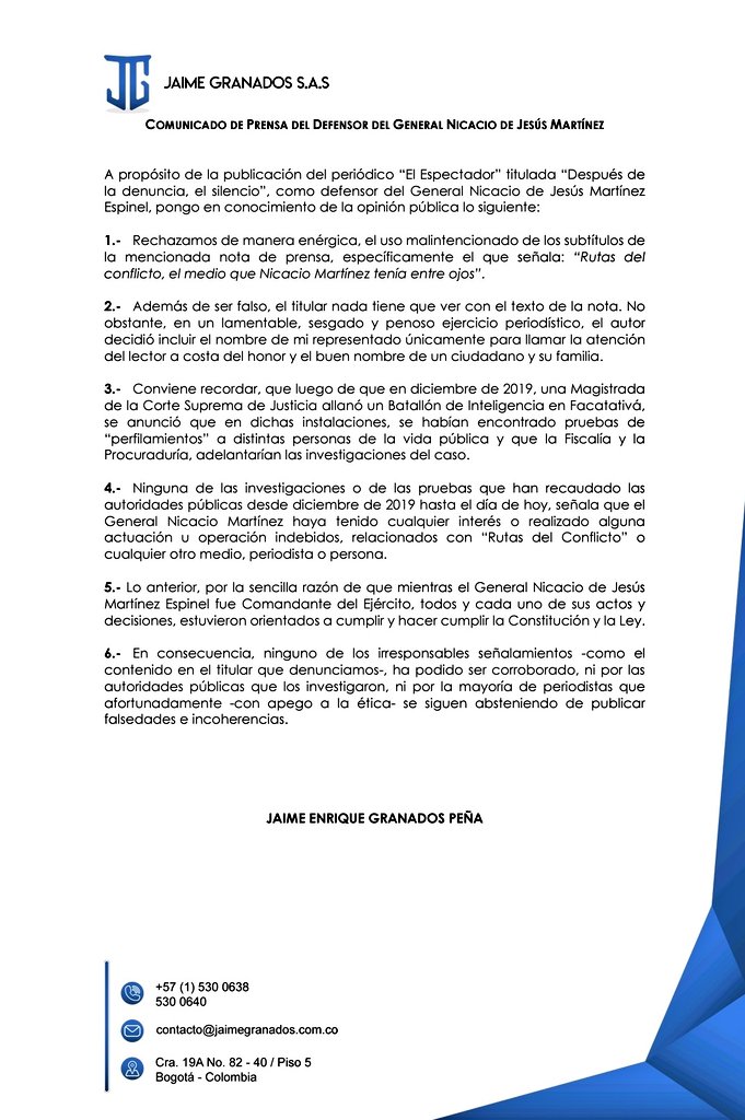 Comunicado general Nicacio Martínez