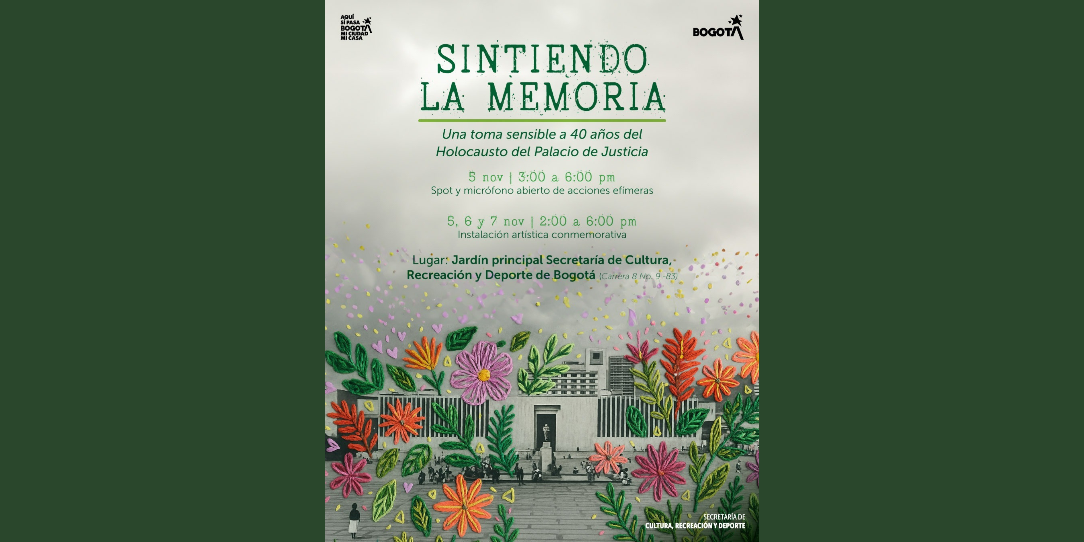 “Sintiendo la Memoria”: arte y reflexión a 40 años de la toma y retoma del Palacio de Justicia