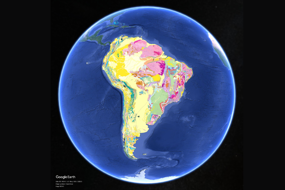 Mapa Geológico de América del Sur.