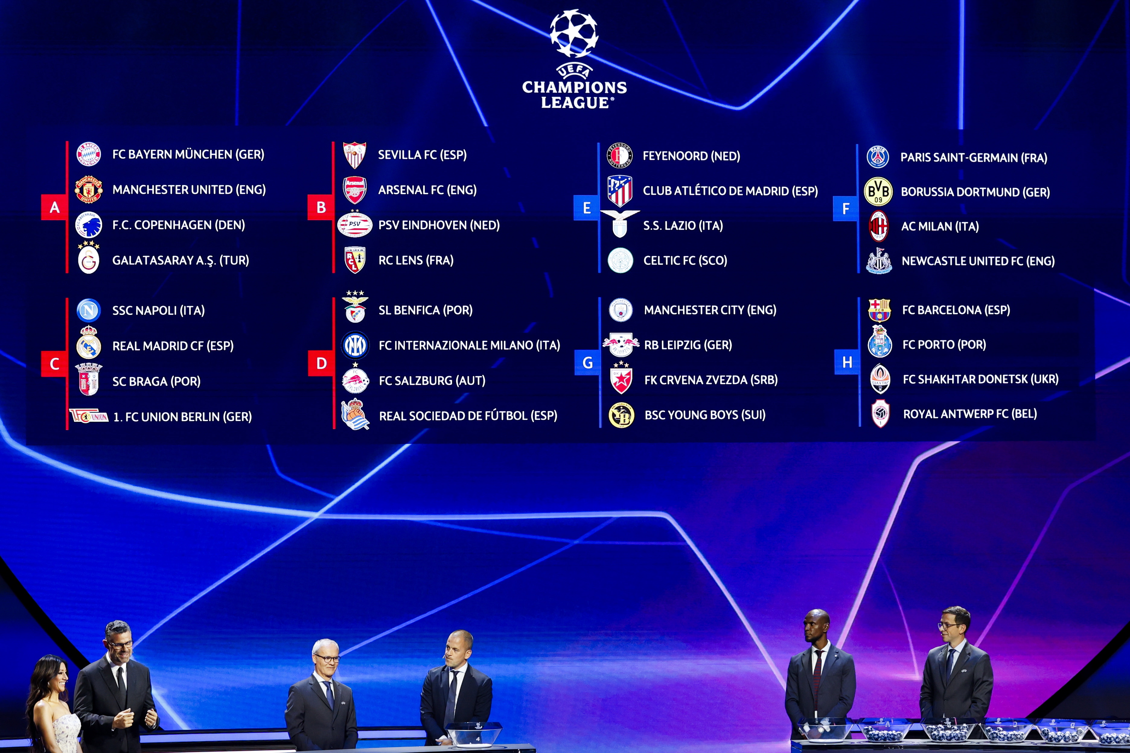 Así quedaron los grupos de Champions: PSG, Milan, Dortmund y Newcastle, en la misma zona