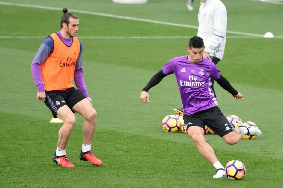 James Rodriguez durante un entrenamiento del Real Madrid. Foto: AFP