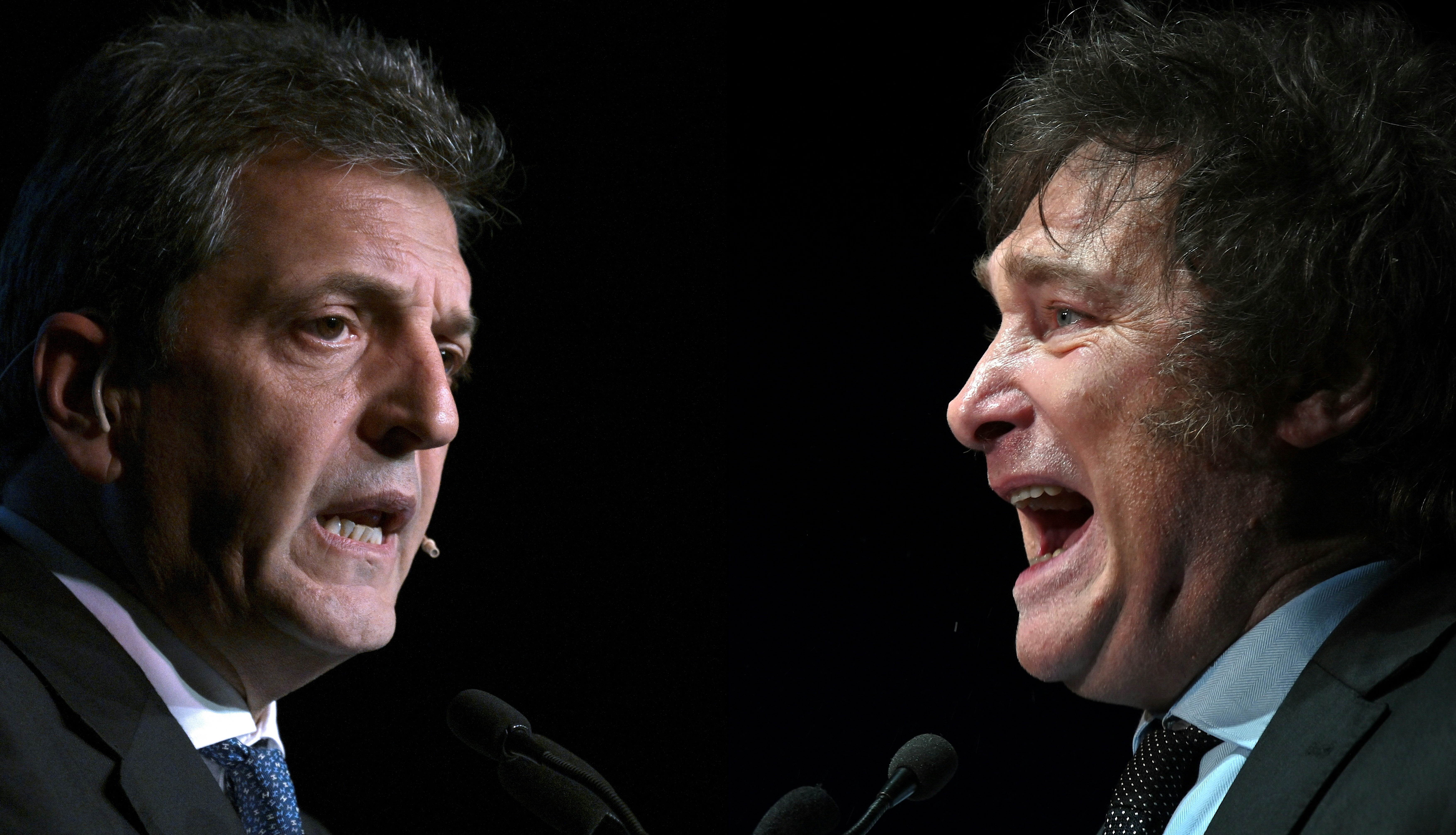Javier Milei y Sergio Massa, candidatos opuestos de las elecciones en Argentina