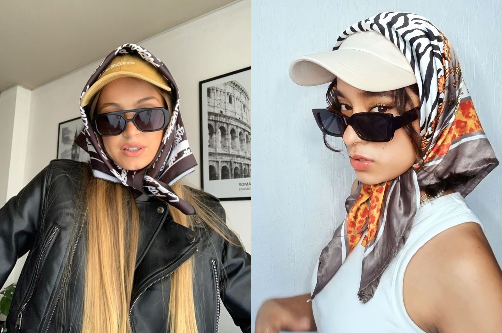 Pañoleta para el cabello con gafas y gorra