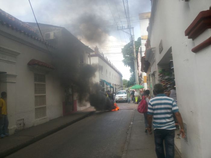 Protestas contra Electricaribe en centro de Cartagena