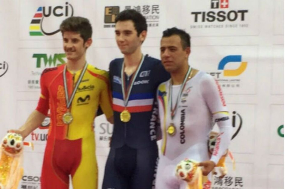 Jordan Parra finalizó tercero en la competencia del scratch. Foto: Federación Colombiana de Ciclismo
