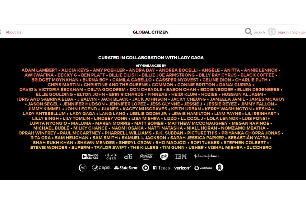 Listado de artistas que harán parte del concierto de Lady Gaga contra COVID-19