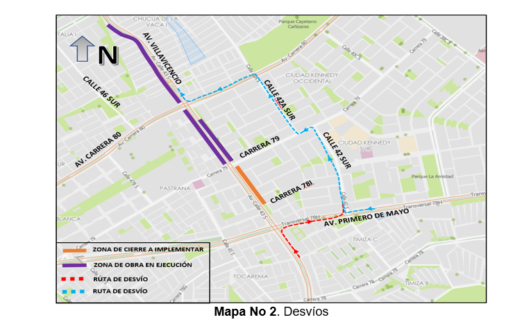 Desvíos para carros particulares en cierres en la Avenida Villavicencio.