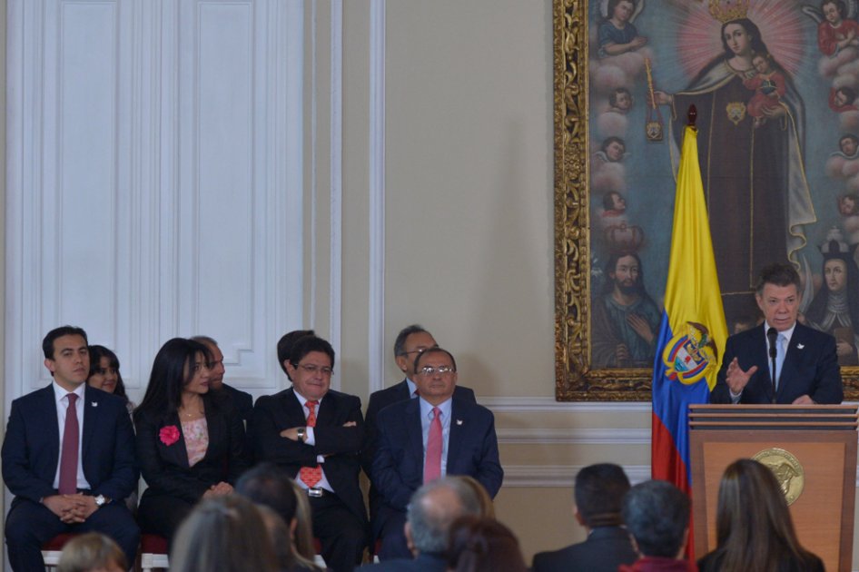 El presidente Juan Manuel Santos en la posesión de los integrantes del Consejo Nacional Electoral.