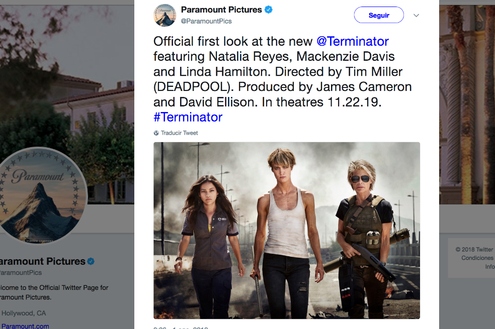 Primera imagen oficial de la nueva «Terminator» con la colombiana Natalia Reyes