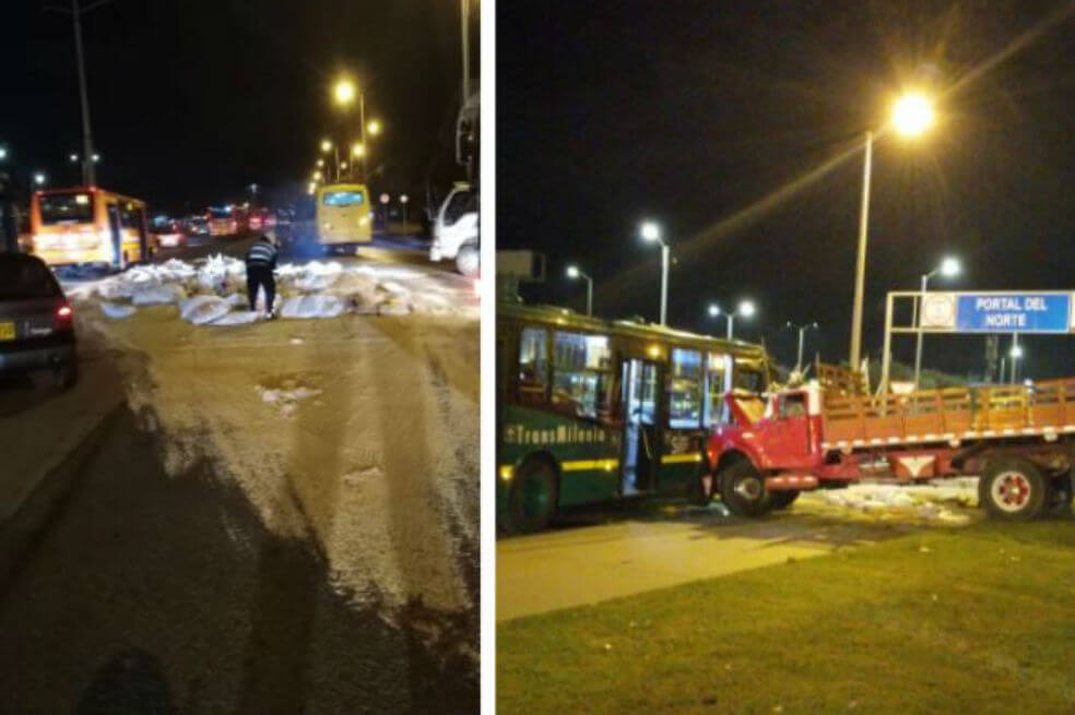 Choque entre SITP y camión bloqueó la Autonorte esta madrugada