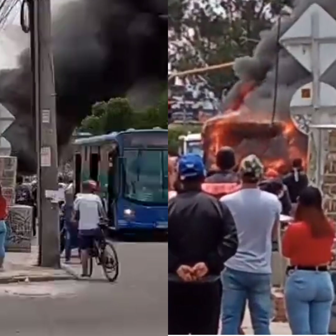 Video: se incendió bus del Sitp que cubría la ruta DL205 con pasajeros adentro