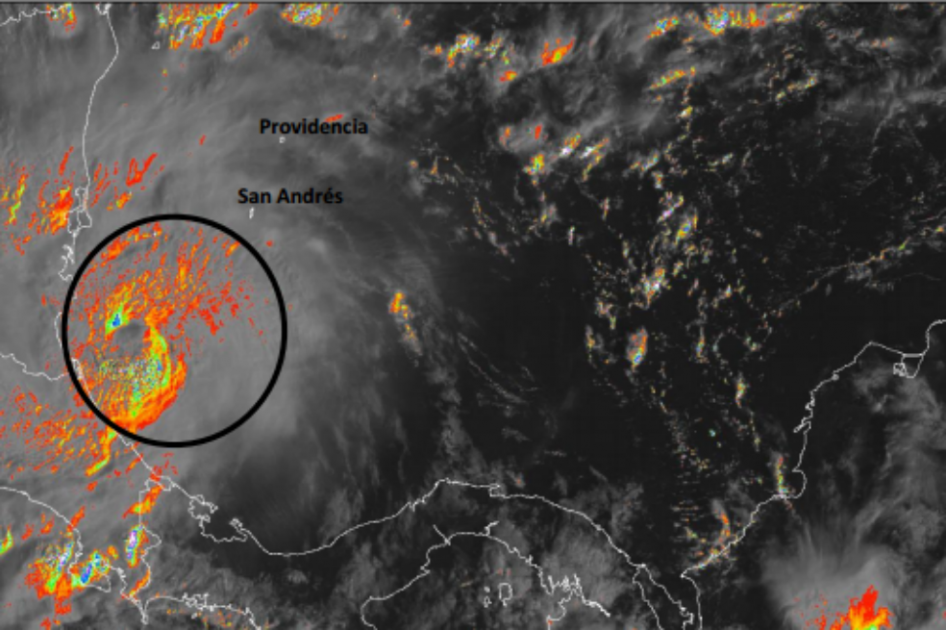 Imágenes de satélite muestran nubosidad abundante en el Archipiélago de San Andrés y Providencia asociado a Otto. / Ideam
