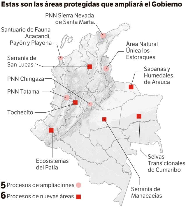 Estas son las áreas protegidas que ampliará el Gobierno.