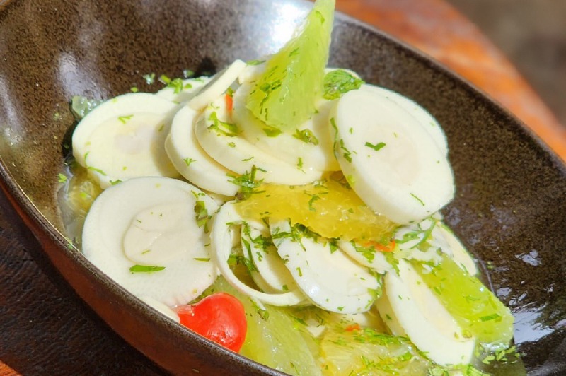 Receta para preparar ceviche de palmito fresco del Putumayo y cítricos