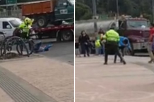 Graban a Policía golpeando a ciudadano con el casco en Bogotá: será investigado