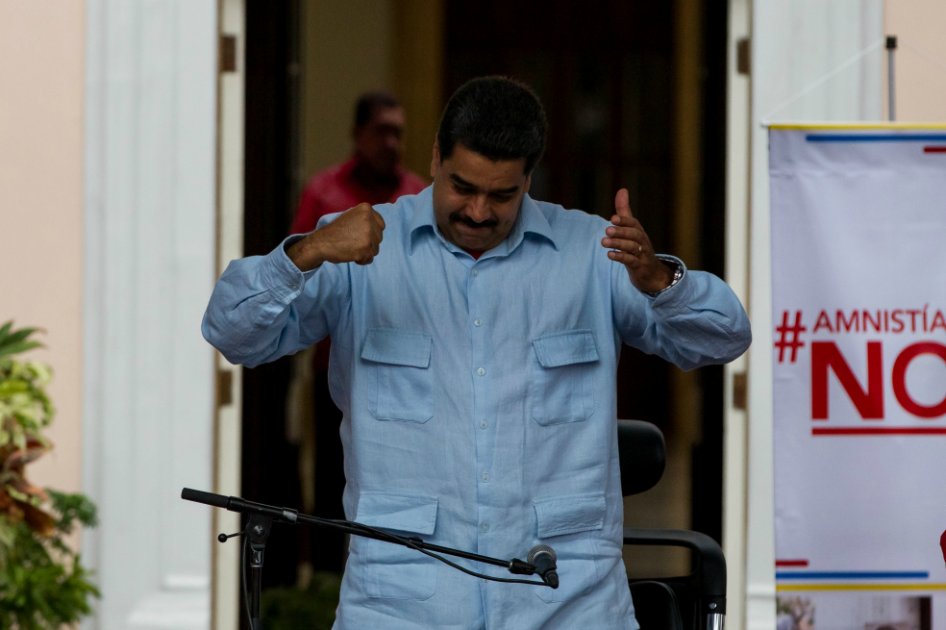 El presidente venezolano, Nicolás Maduro, en la manifestación contra la ley de amnistía aprobada en la Asamblea Nacional. / EFE 