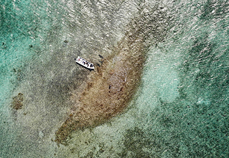Vista aérea de Isla Maravilla, terreno que ya no se encuentra emergido.Foto: Johan Coronado – UNPor medio de actividades pedagógicas con la comunidad se evidenciaron cuáles son los ecosistemas (arrecife de coral, fondos blandos o sedimentarios, praderas de pastos marinos, litoral rocoso, lagunas costeras, bosque de manglar y bosque seco tropical) que componen la Isla.