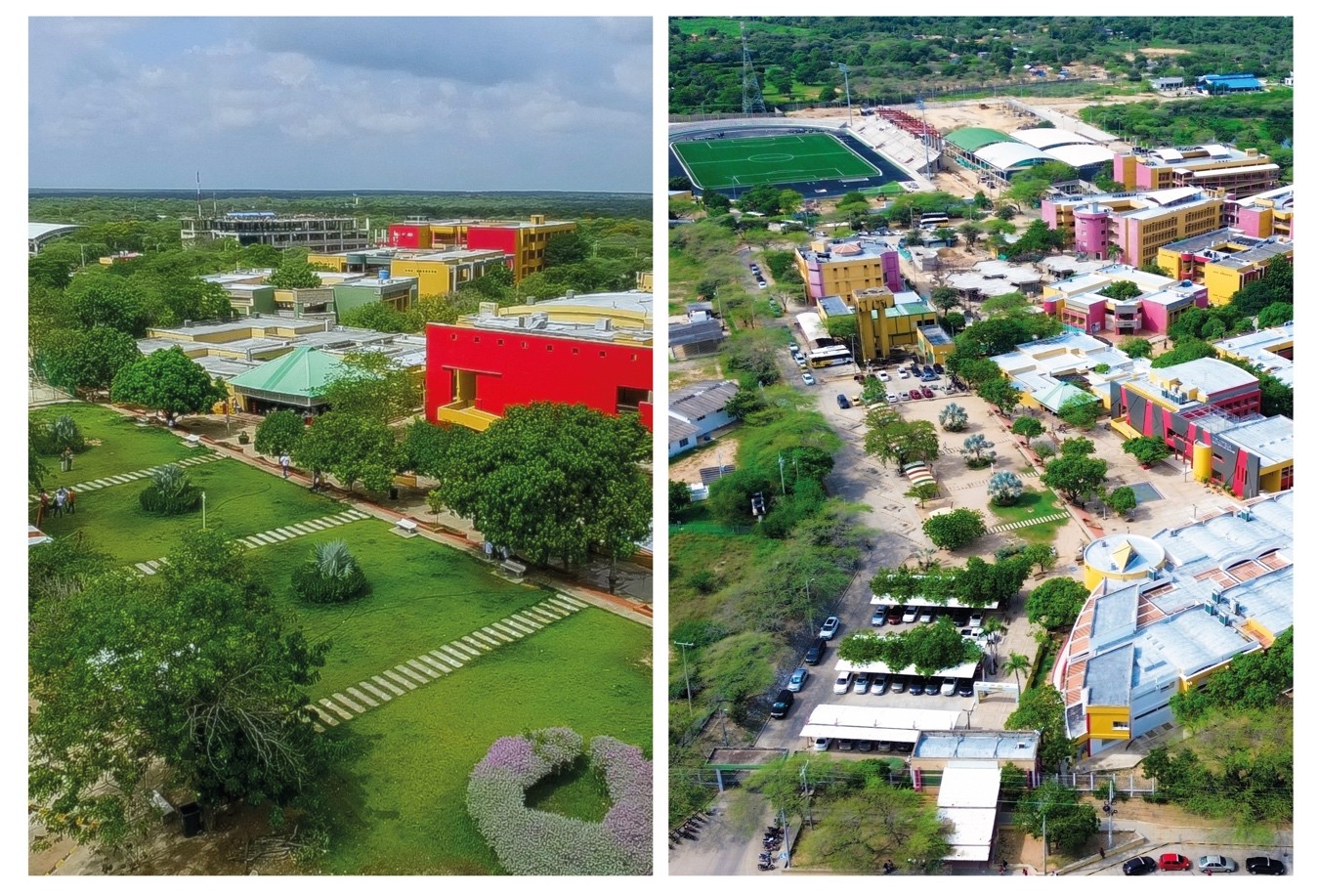 Imagen panorámica de Uniguajira en 2017 y 2025.