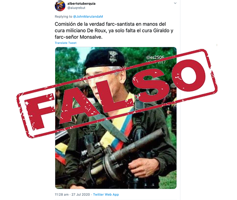 Montaje compartido en Twitter contra el padre Francisco De Roux.
