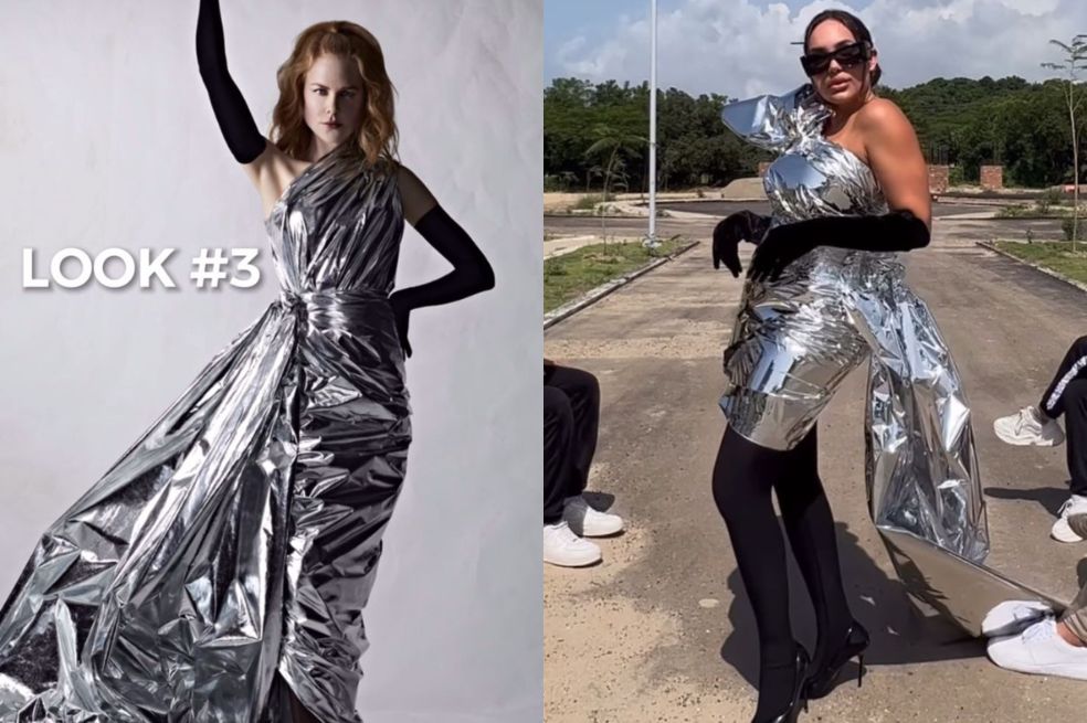 Cuando muchos pensaban que no había locuras extravagantes para Andrea Valdiri, tuvo la idea de vestirse con algunos de los trajes de moda más famosos.