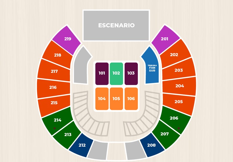 Mapa del Movistar arena.