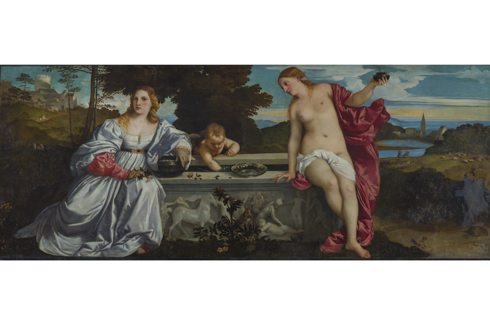"Amor sacro y amor profano" (1514) se encuentra en la Galleria Borghese de Roma, Italia.