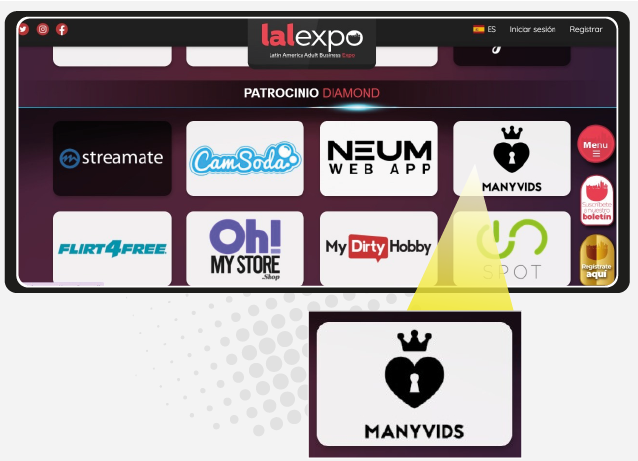Manny Vids es una de las plataformas de porno donde se alojaron videos de colombianas violentadas cuando eran menores de edad. La empresa patrocina hoy la convención de porno que se realizará en Barranquilla. / Pantallazo de la página web de Lalexpo del 3 de junio.