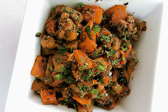 Berenjena con tomate seco y vinagre balsámico
