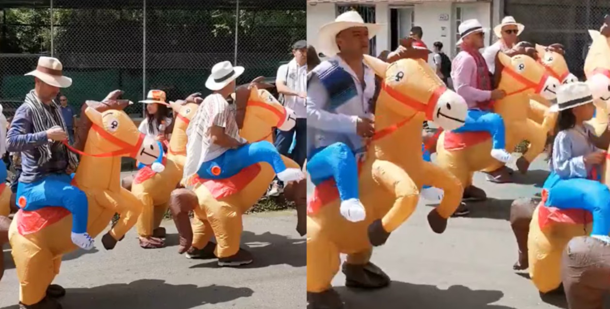 Cabalgatas con caballos inflables: la innovadora propuesta de municipio en Caldas