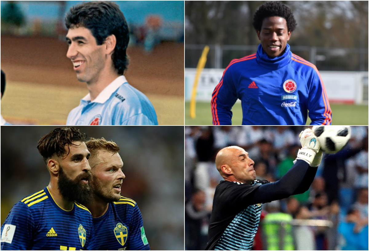Arriba. Andrés Escobar (Q.E.P.D.) y Carlos Sánchez, defensa de la selección de Colombia. Abajo. Jimmy Durmaz, de la selección de Suecia, y Willy Caballero, de la selección de Argentina. 