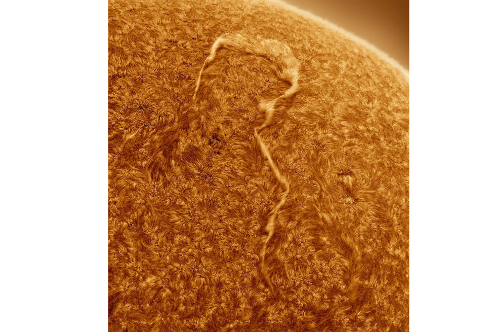 "Se trata de una imagen muy ingeniosa, ya que, si bien hemos visto antes la granulación y la superficie del Sol, nunca antes había visto un filamento con forma de signo de interrogación. Si se hace zoom en la superficie del Sol, la imagen parece pintada, me parece ver las pinceladas. Hay una sensación de movimiento y casi puedes ver el filamento en forma de signo de interrogación moviéndose si te quedas mirando el tiempo suficiente"", expresó Sheila Kanani, jueza de la competencia.