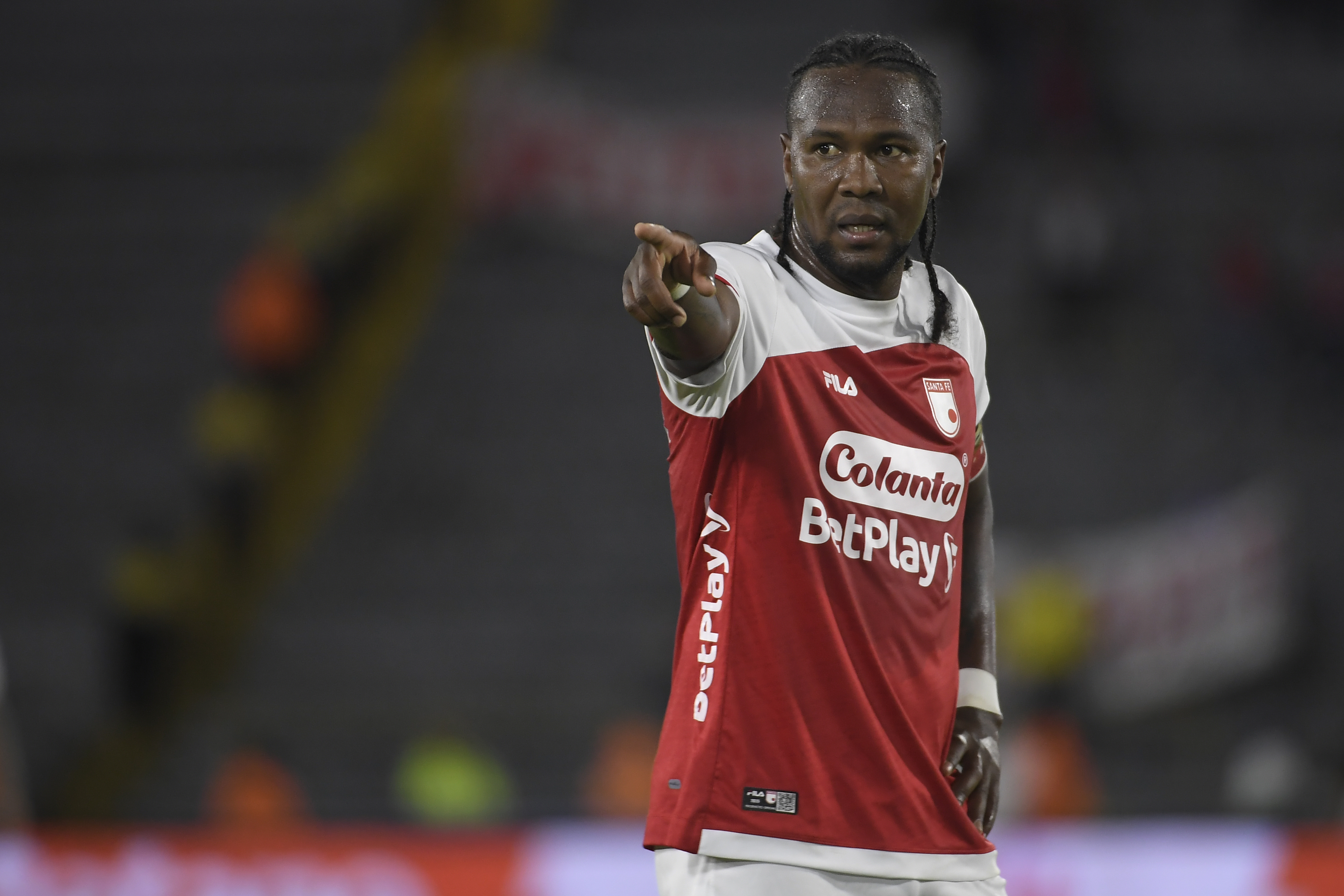 Futbolista colombiano, delantero de Santa Fe en el partido ante Once Caldas por la quinta fecha de los cuadrangulares del grupo B de la Liga Betplay 2025-I.