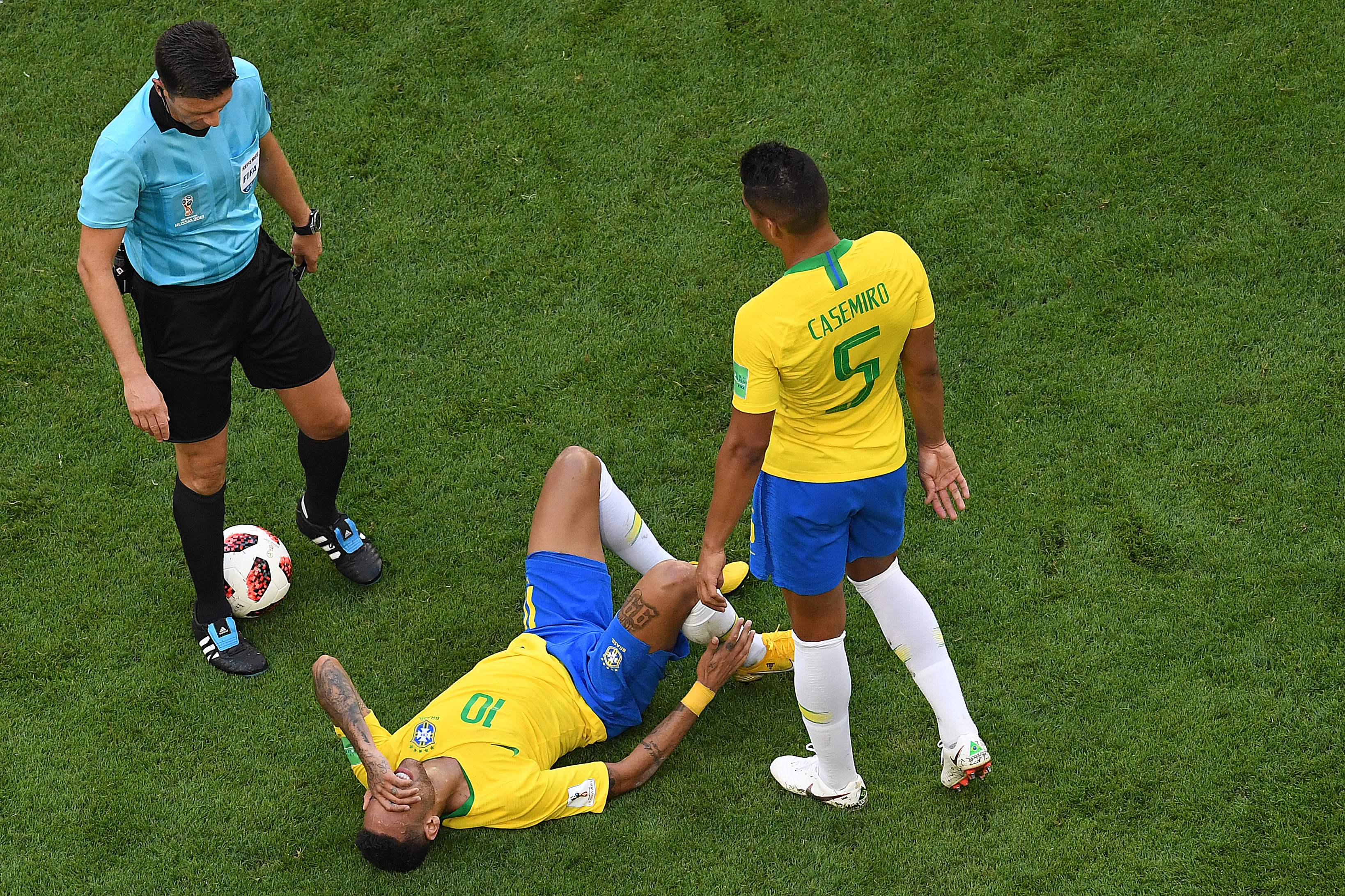 Neymar ha estado 14 minutos en el suelo durante el Mundial de Rusia
