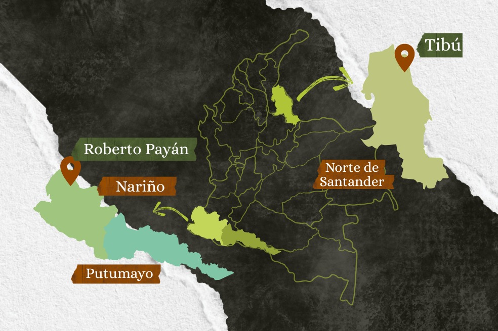 La Zona de Ubicación de Catatumbo estará en área rural de Tibú y la de Nariño en Roberto Payán. Sobre Putumayo aún no se decide el lugar.