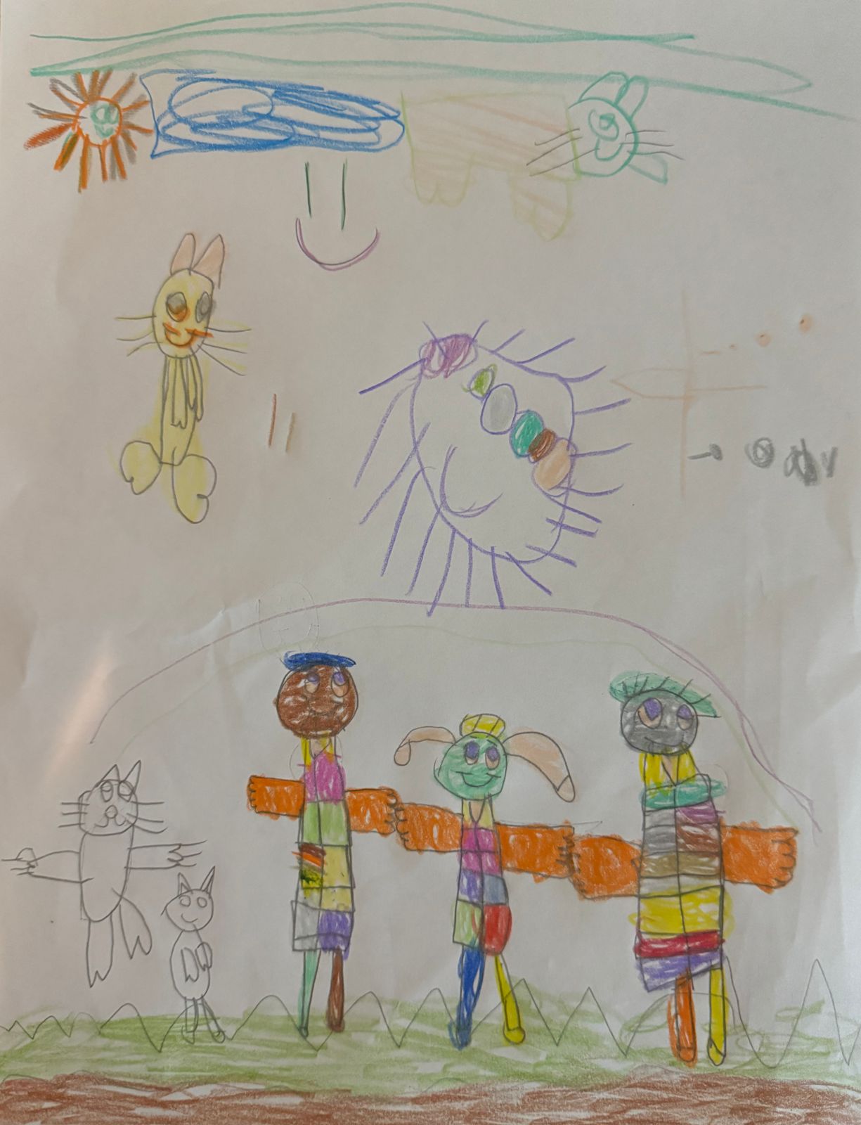 Dibujo de Dulce Maria mostrando a su familia.