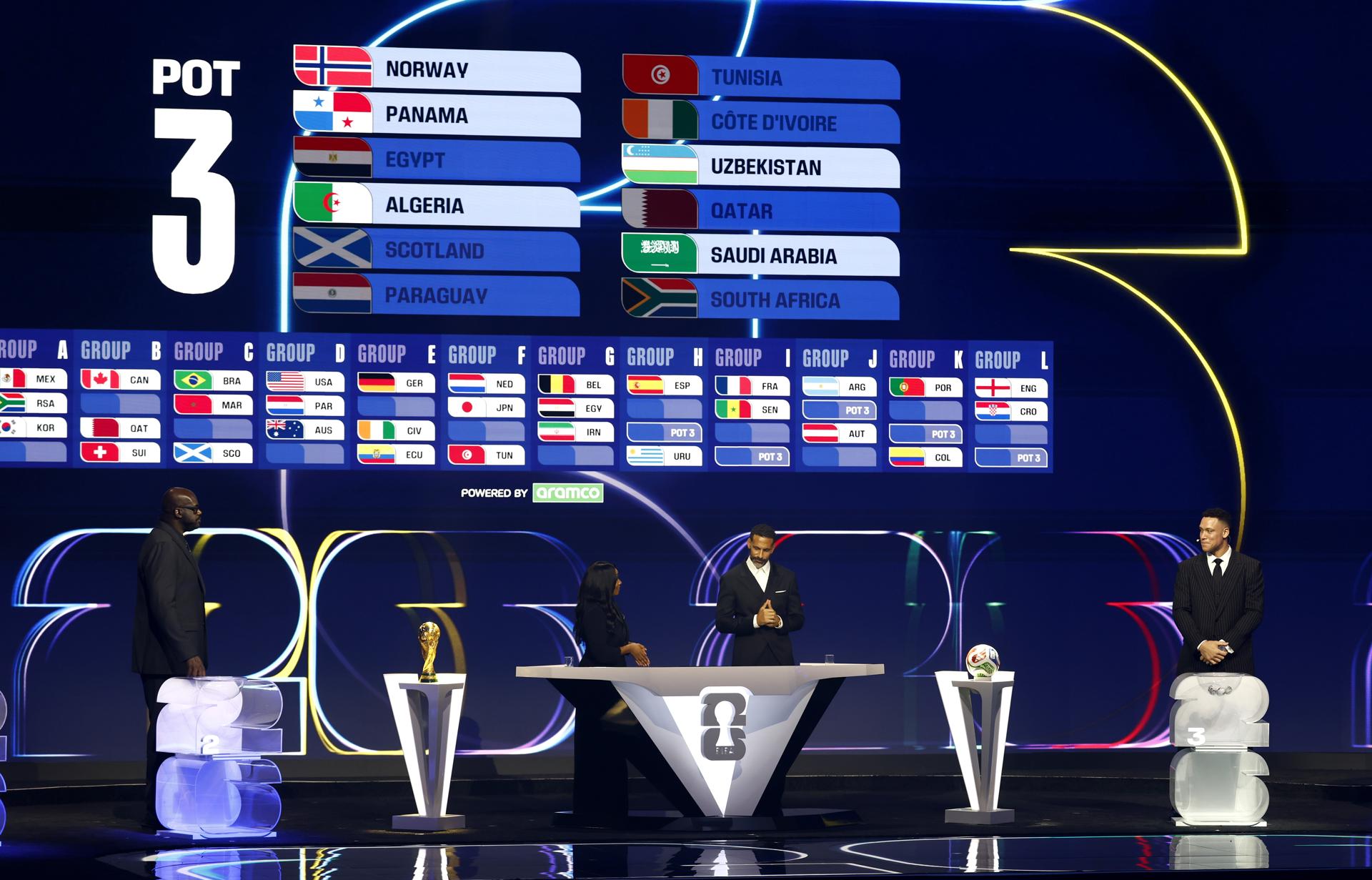 WASHINGTON (United States), 05/12/2025.- General view of the stage during the draw for Pot 3 during the FIFA World Cup 2026 Final Draw at the Kennedy Center in Washington DC, USA, 05 December 2025. (Mundial de Fútbol) EFE/EPA/WILL OLIVER