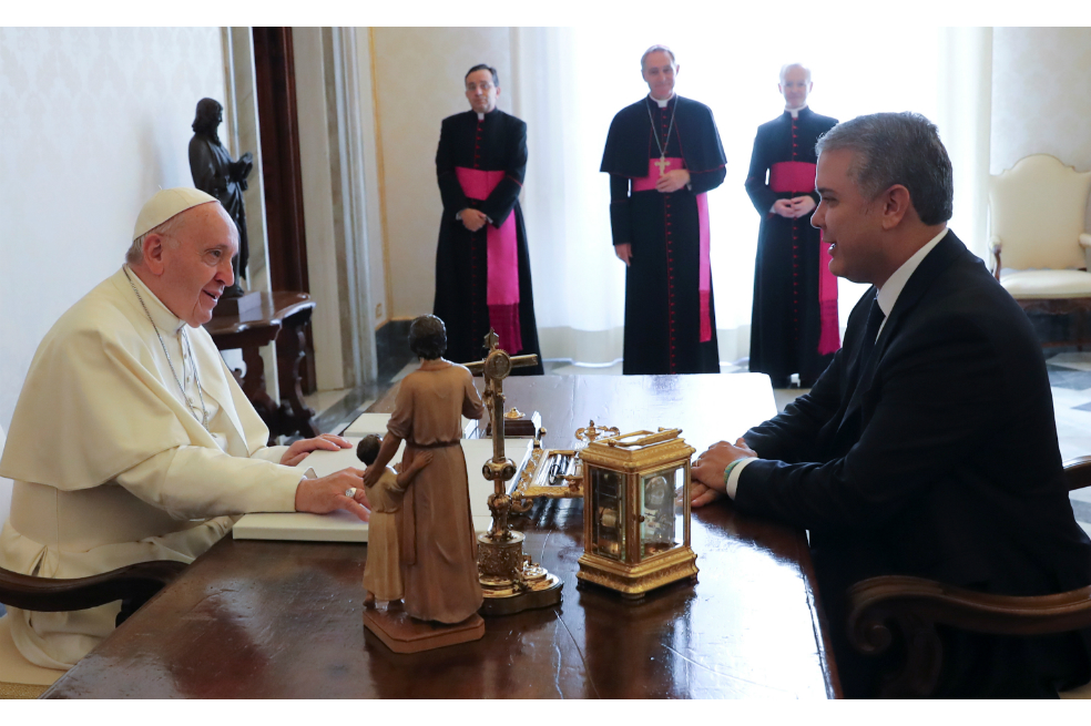 El papa invita a Duque a unir a los colombianos y superar las divisiones