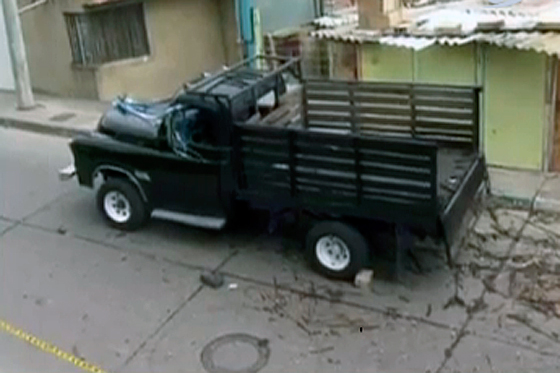 Este es el camión en que se movilizaban los heridos.