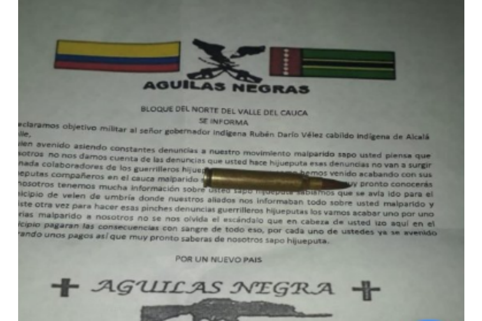 Denuncian amenazas contra gobernador de cabildo indígena en Alcalá, Valle del Cauca