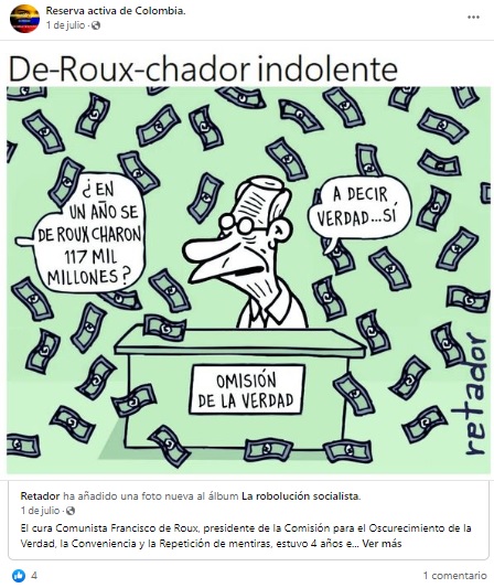 Captura de pantalla de caricatura contra el padre Francisco de Roux.
