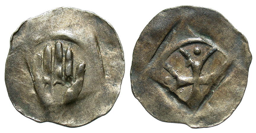 Moneda en plata, acuñada en Alemania, época de la Peste Negra, c. 1340-1360 AD. (16 mm, 0,51 g)