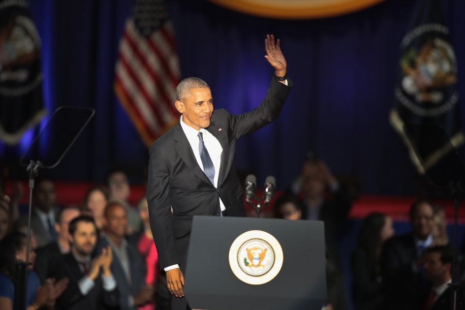 El presidente Barack Obama durante su discurso en el centro de convenciones McCormick Place de Chicago. / AFP