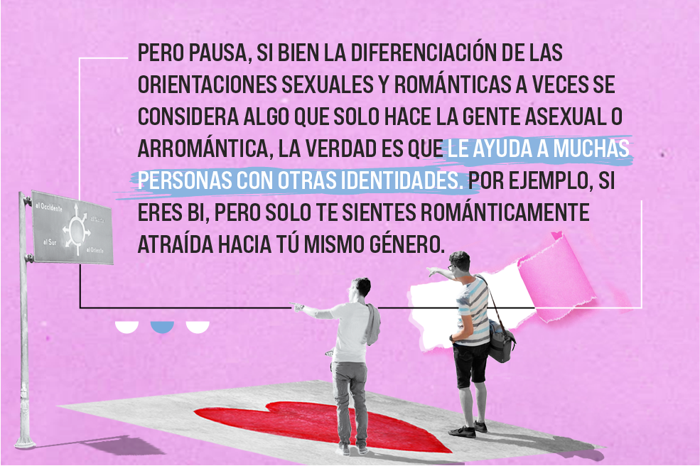 Es común cuando hablamos sobre diversidad entender la orientación sexual como la categoría que describe hacia qué género o géneros se siente atracción. Pero, la realidad es que para muchas personas la atracción sexual y romántica no siempre corresponden a la misma etiqueta.