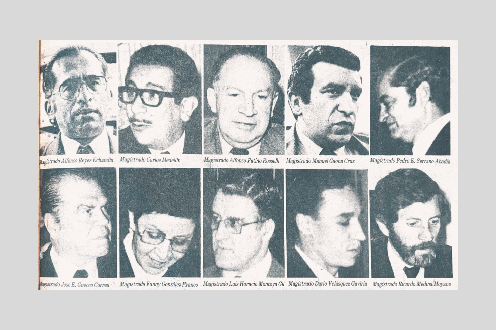 Magistrados asesinados en la toma del Palacio de Justicia.