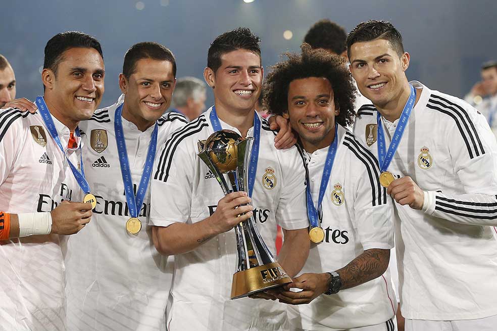 Los jugadores de Real Madrid la vez que ganaron el Mundial de Clubes 2014 en Marruecos.