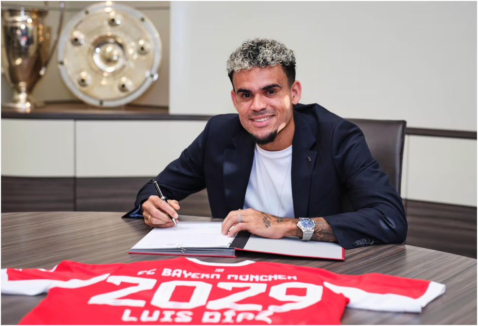 El delantero colombiano Luis Díaz jugará en el Bayern Múnich alemán hasta 2029.