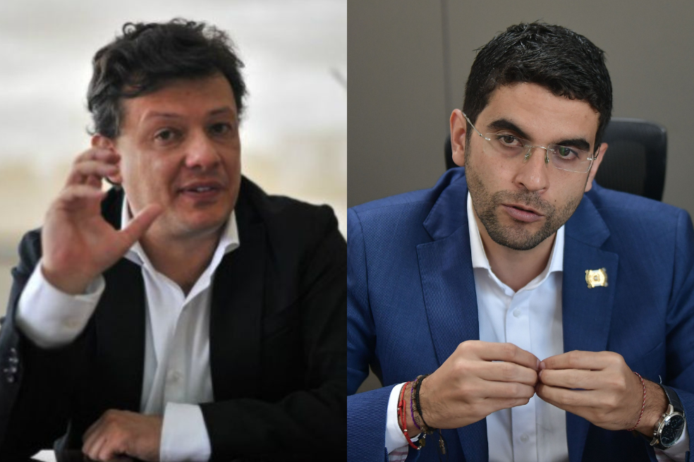 Hollman Morris, gerente del Sistema de Medios Públicos RTVC, y el representante Hernán Cadavid (Centro Democrático).