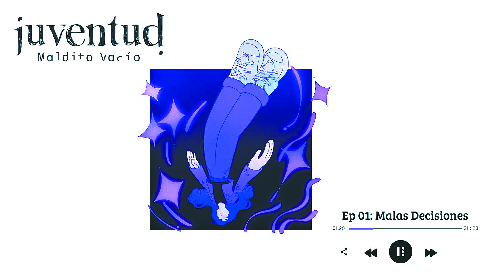 El primer episodio de 'Juventud, Maldito Vacío', puedes escucharse en YouTube y Spotify. Ilustración de Laura Correal