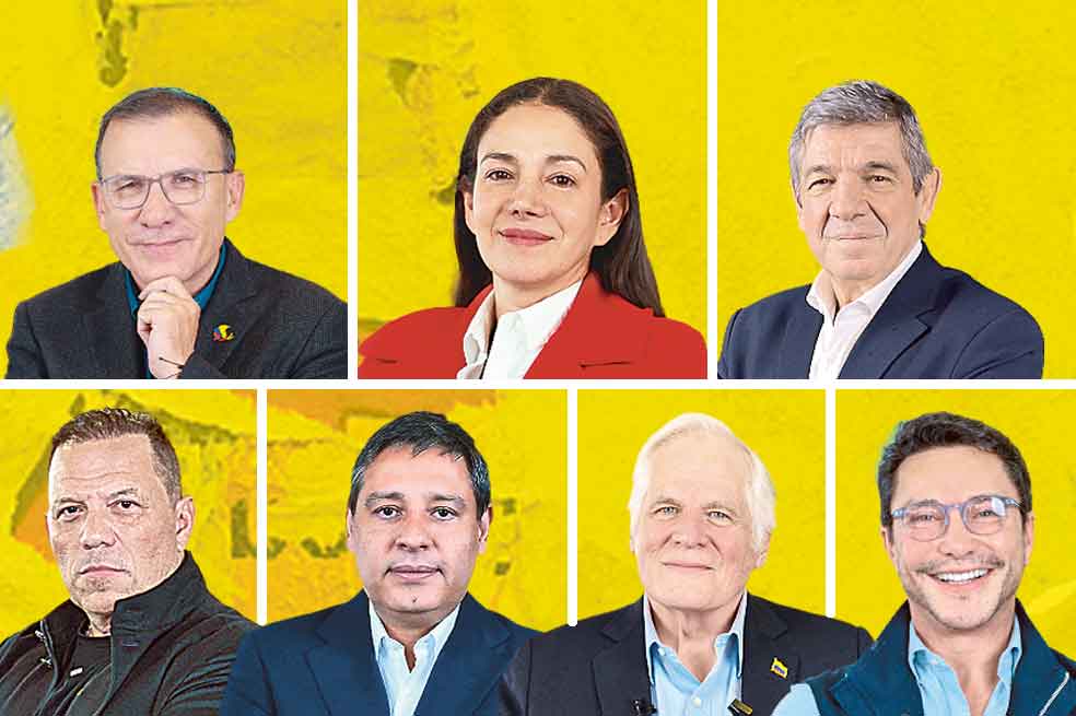 (I - D) Los candidatos Roy Barreras, Sondra Macollins. Gustavo Matamoros, Santiago Botero, Mauricio Lizcano, Miguel Uribe y Carlos Caicedo.